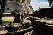 Ayutthaya, Thailand. Wat Phra Si Sanphet, in the foreground the ruins of the cross-shaped viharn at the west side of the site. 